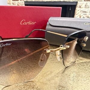 Cartier Gold and Gradient Brown Sunglasses